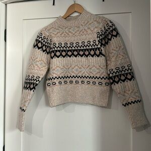 ASTR THE LABEL FAIR ISLE SWEATER, pink, size medium